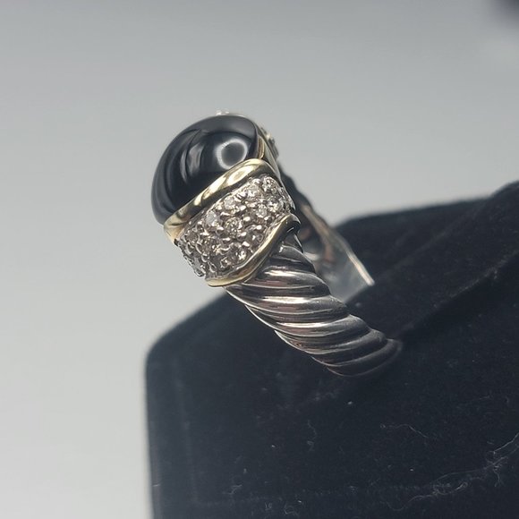 David Yurman Pave Diamond Onyx Capri Cable ring - Picture 5 of 8